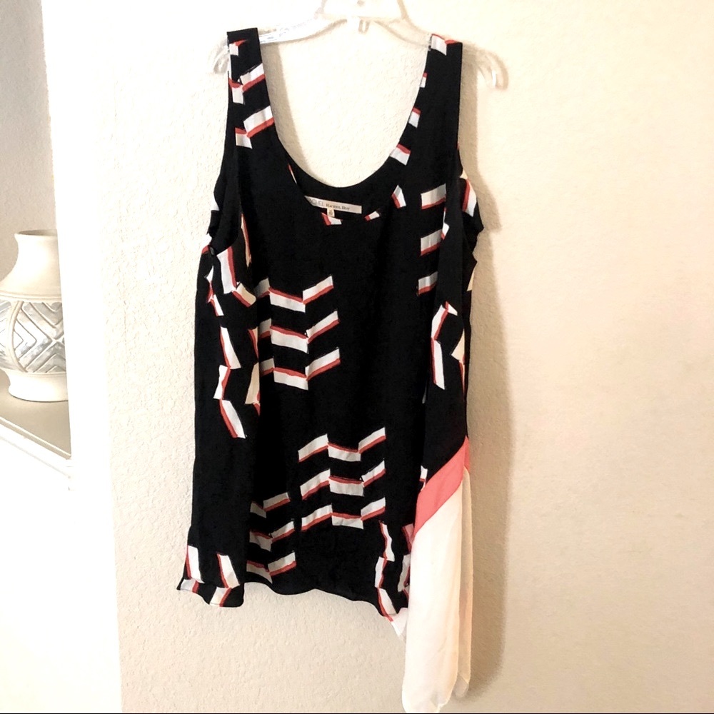 Rachel Roy Tunic Top Beach Black Comfy Festive Asymmetrical Flowy Size 2X